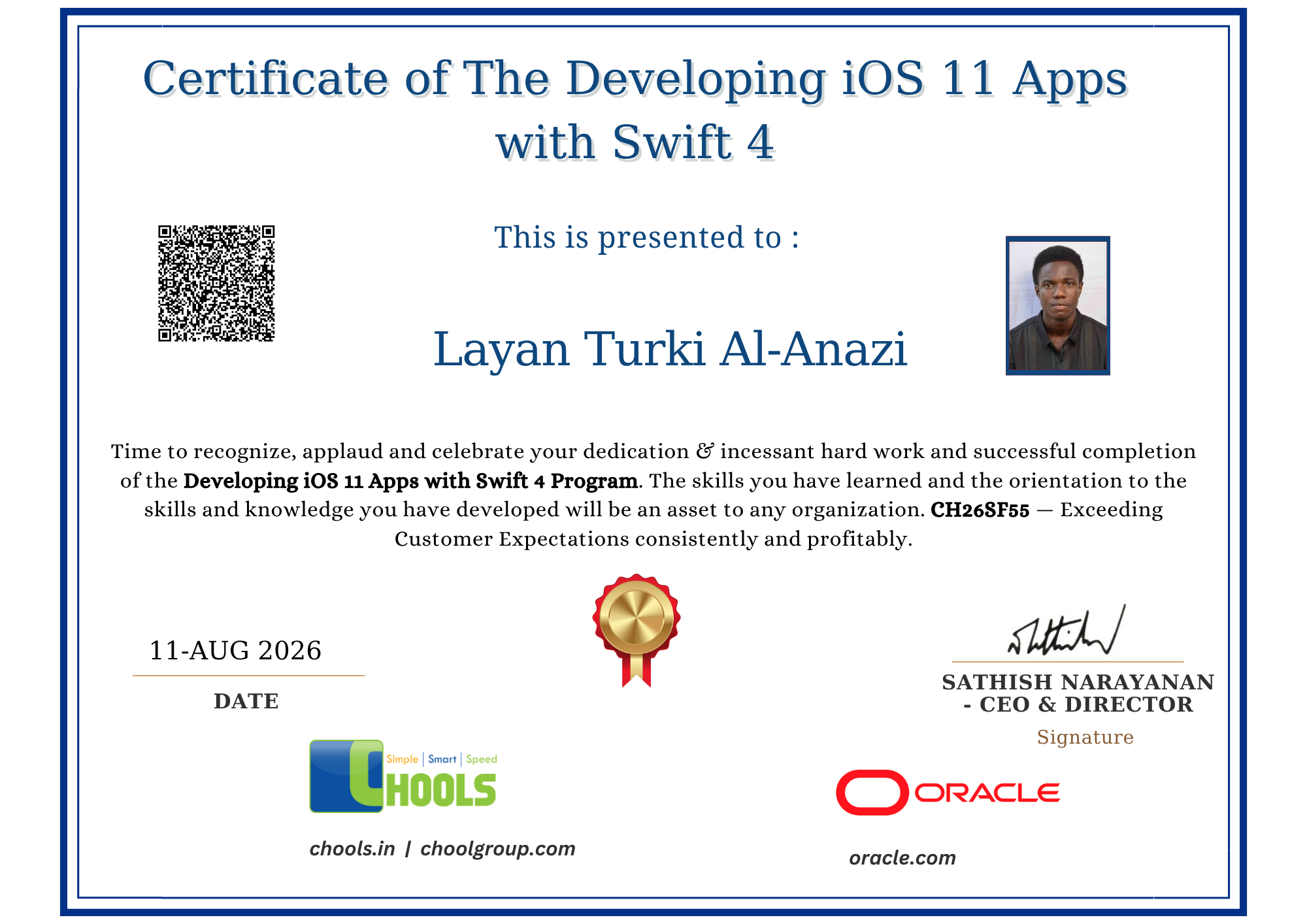 Developing iOS 11 Apps with Swift 4 Program Certificate